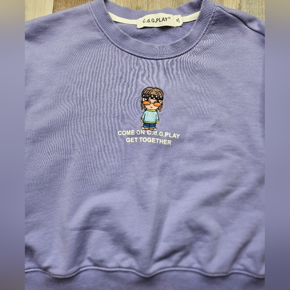 Comme Des Garcons Cropped Sweateshirt Purple Medium - Picture 3 of 12